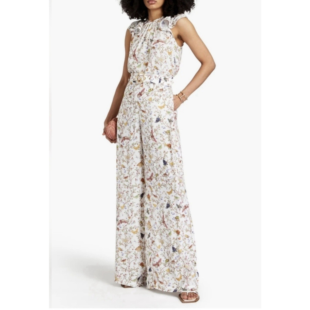 Zimmermann Frill Tank Top AU 0P And Belted Pants AU 0 Set Multi Garden Print